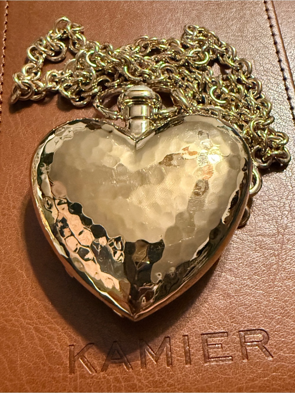 Chanel Giant Metal CC Heart Locket Necklace Silver - Picture 4 of 7